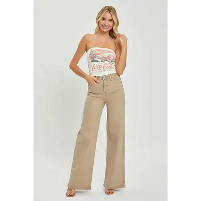 Tummy Control High Rise Wide Leg Jeans Plus Size.
