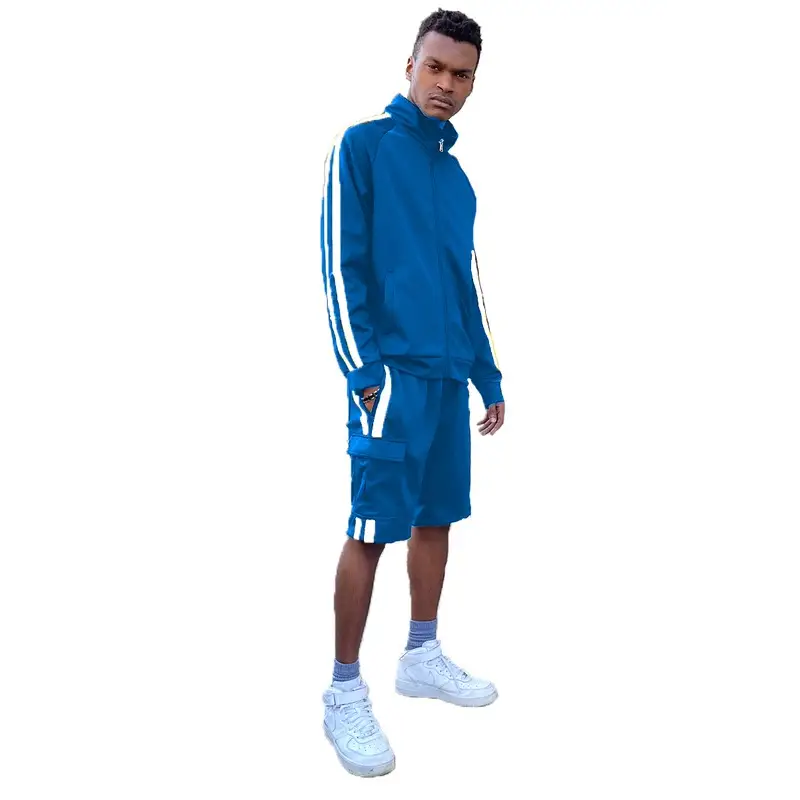 Two Stripe Cargo Pocket Track Jacket Short Suit.