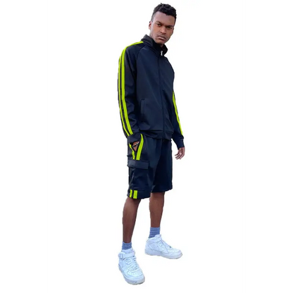 Two Stripe Cargo Pocket Track Jacket Short Suit.