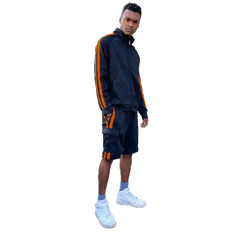 Two Stripe Cargo Pocket Track Jacket Short Suit.
