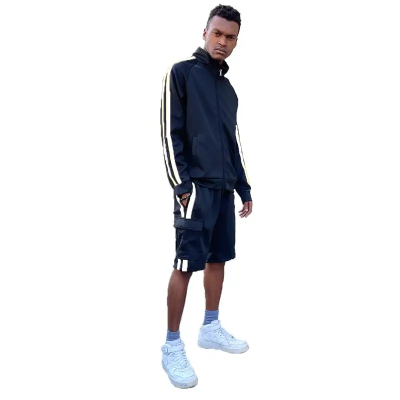 Two Stripe Cargo Pocket Track Jacket Short Suit.