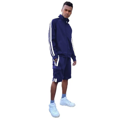 Two Stripe Cargo Pocket Track Jacket Short Suit.