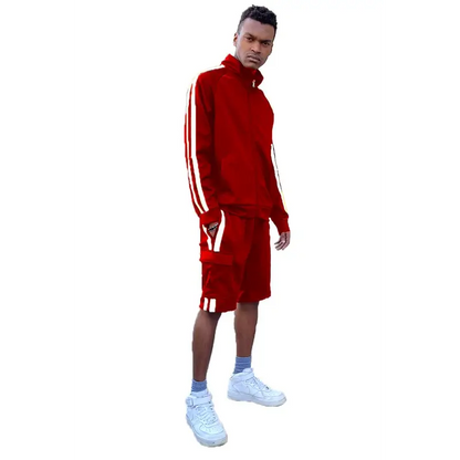 Two Stripe Cargo Pocket Track Jacket Short Suit.