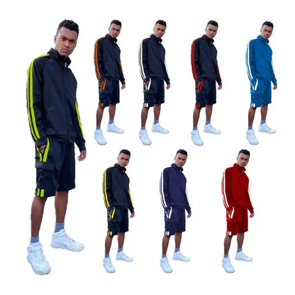 Two Stripe Cargo Pocket Track Jacket Short Suit.