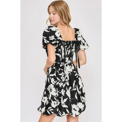 Two Tone Floral Print Babydoll Dress Plus Size.