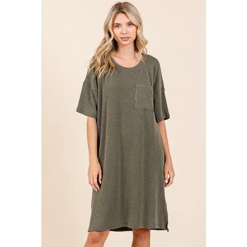 Urban Rib Knit Short Sleeve Tee Dress.