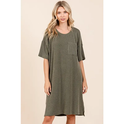 Urban Rib Knit Short Sleeve Tee Dress.