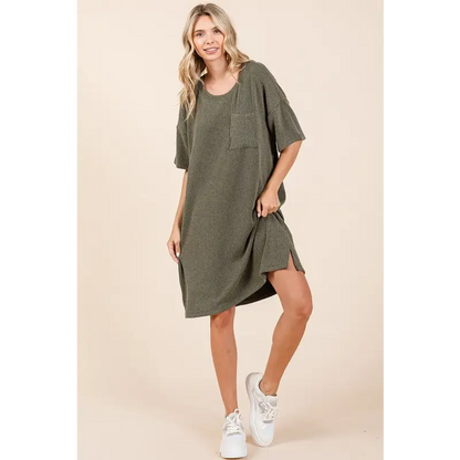 Urban Rib Knit Short Sleeve Tee Dress.