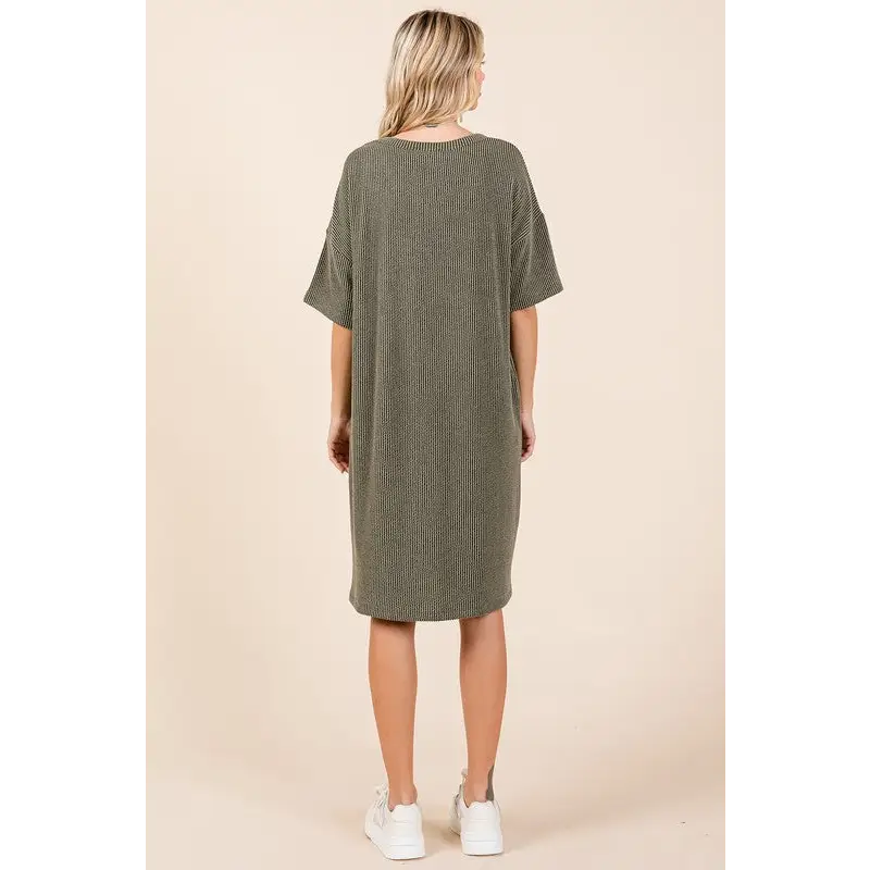 Urban Rib Knit Short Sleeve Tee Dress.