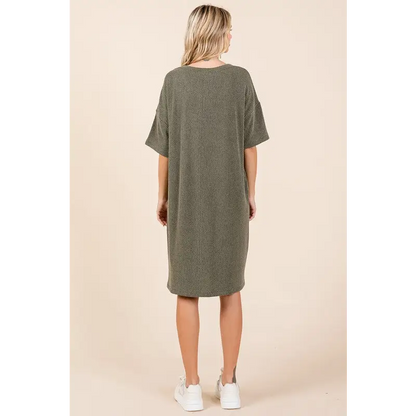 Urban Rib Knit Short Sleeve Tee Dress.