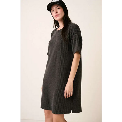 Urban Rib Knit Short Sleeve Tee Dress.