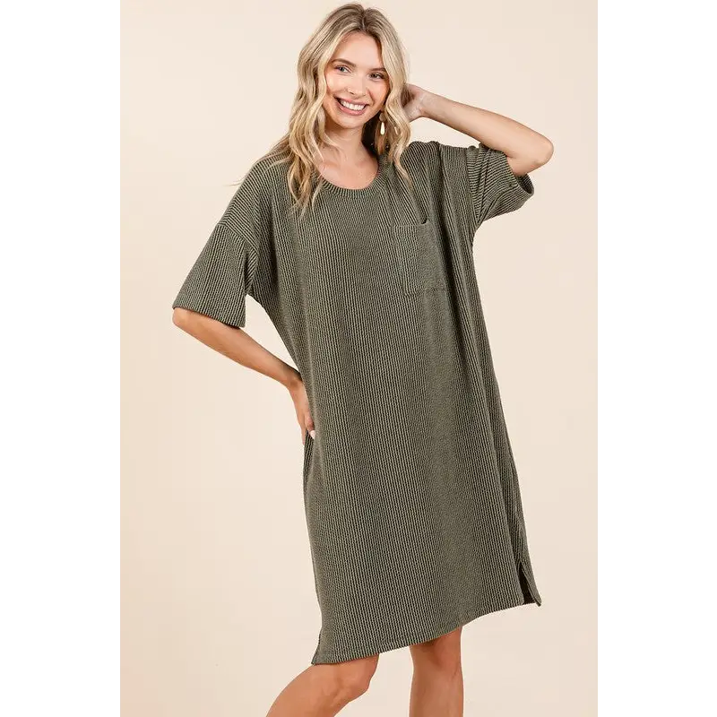 Urban Rib Knit Short Sleeve Tee Dress.