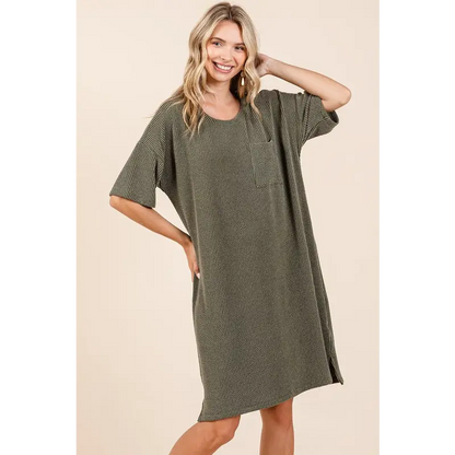 Urban Rib Knit Short Sleeve Tee Dress.