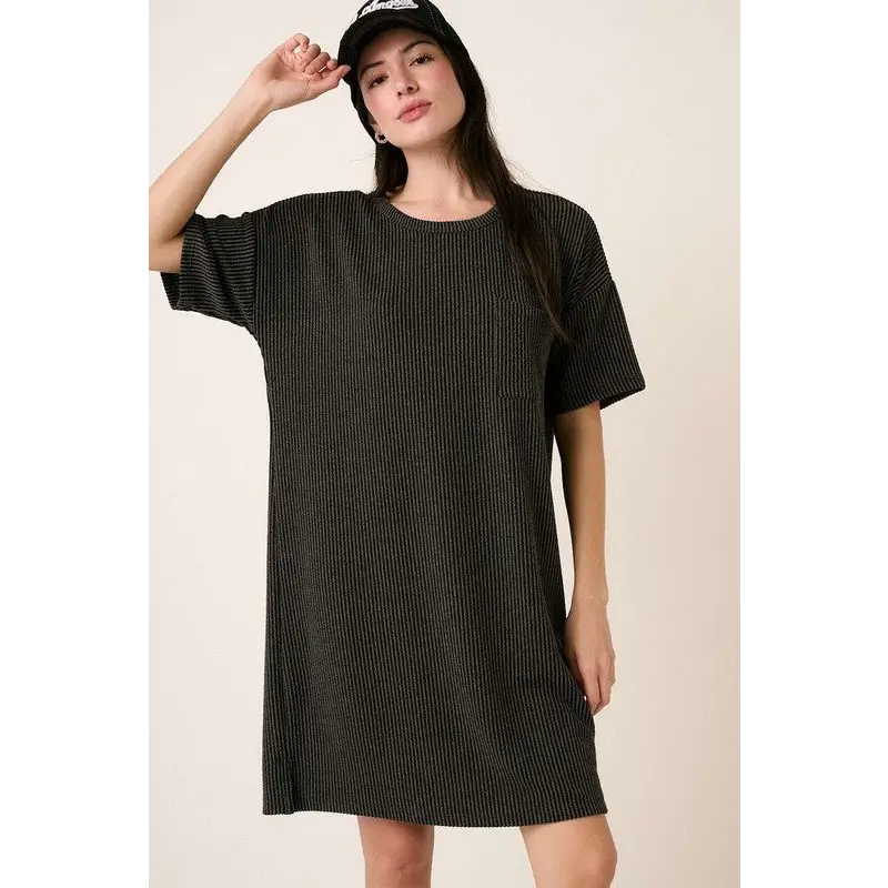 Urban Rib Knit Short Sleeve Tee Dress.