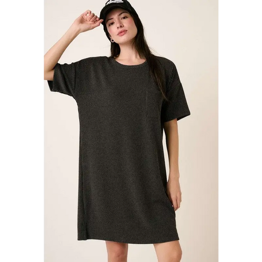 Urban Rib Knit Short Sleeve Tee Dress.