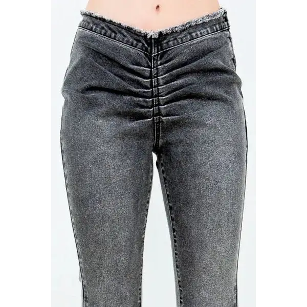 V-Cut Ruched Flare Pants.