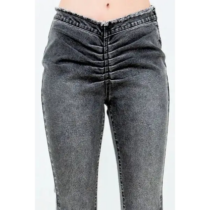 V-Cut Ruched Flare Pants.