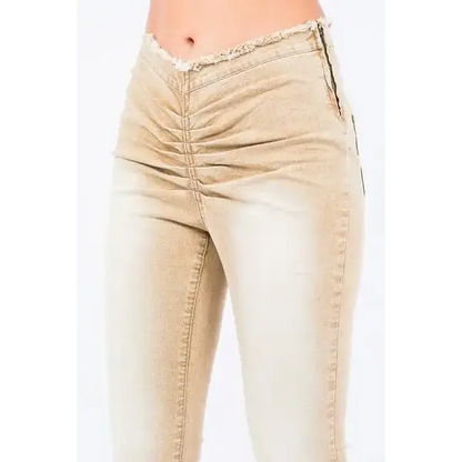 V-Cut Ruched Flare Pants.