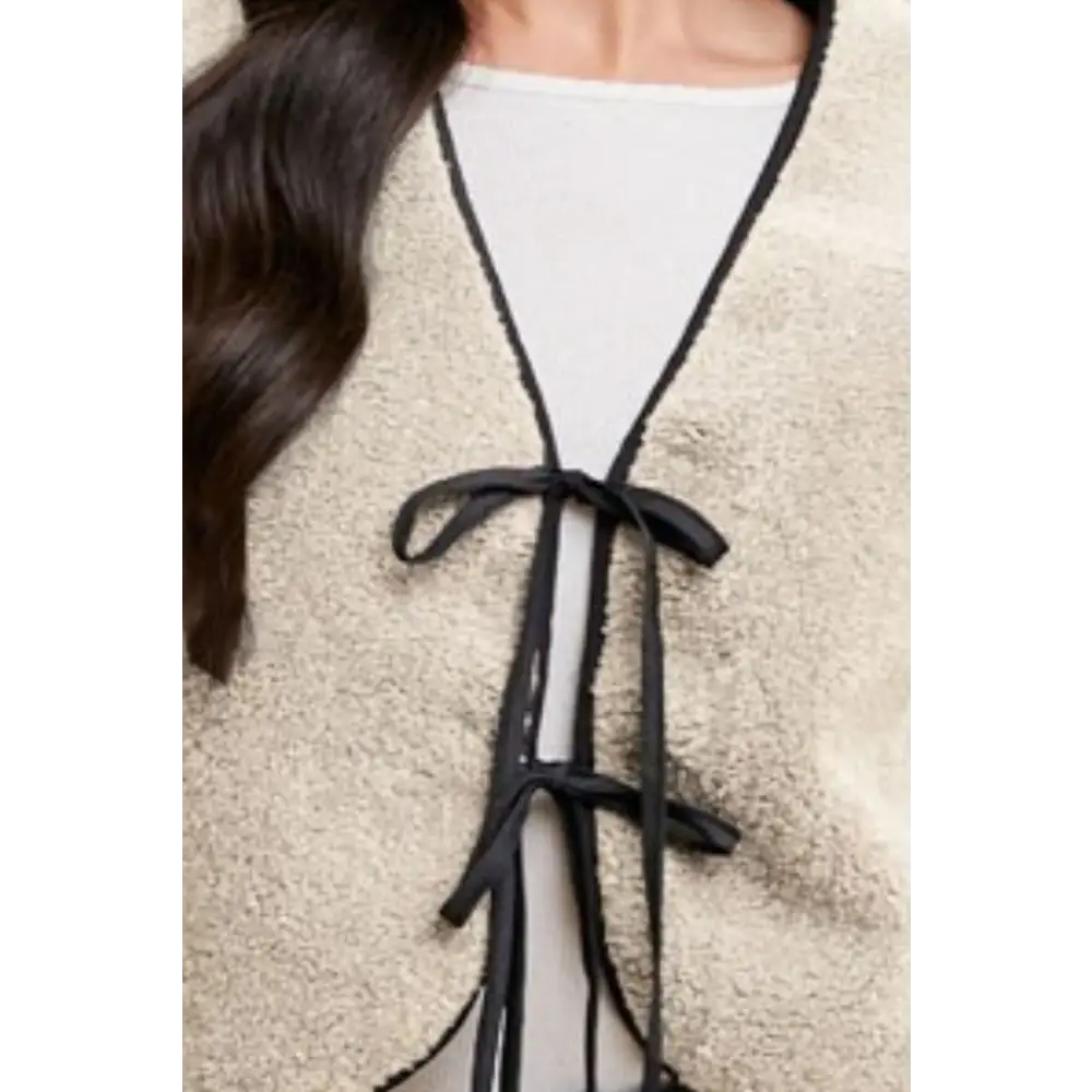 V-Neck Tie Detail Vest Coat.