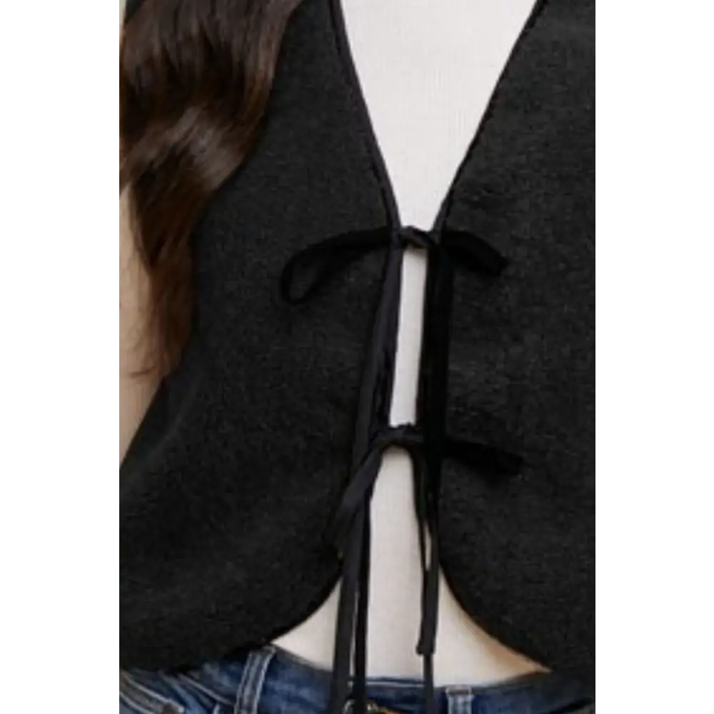 V-Neck Tie Detail Vest Coat.