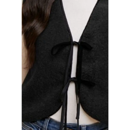 V-Neck Tie Detail Vest Coat.