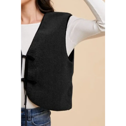 V-Neck Tie Detail Vest Coat.