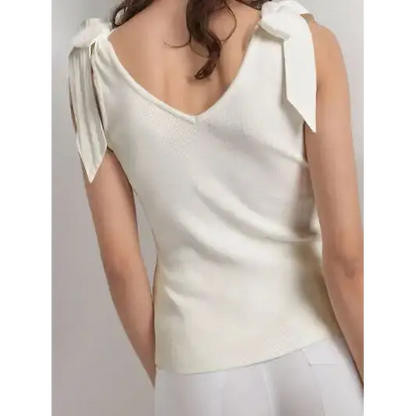 V-Neck Tie Shoulder Tank.