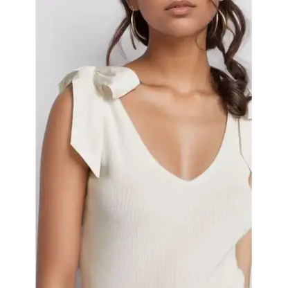 V-Neck Tie Shoulder Tank.