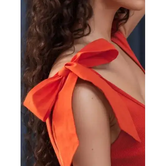V-Neck Tie Shoulder Tank.