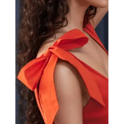 V-Neck Tie Shoulder Tank.