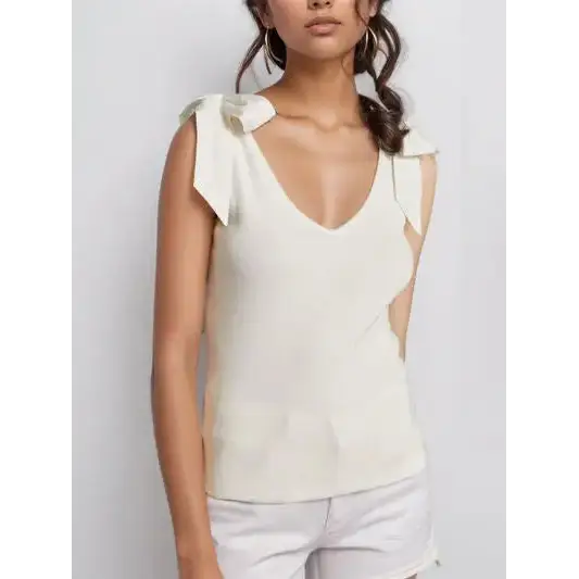 V-Neck Tie Shoulder Tank.