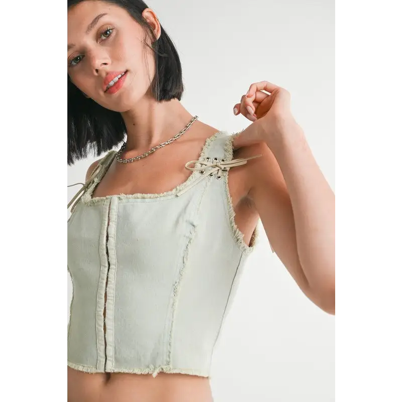 Vest with Hook And Eye Front Closure.