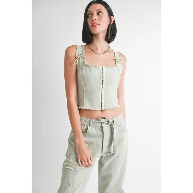 Vest with Hook And Eye Front Closure.