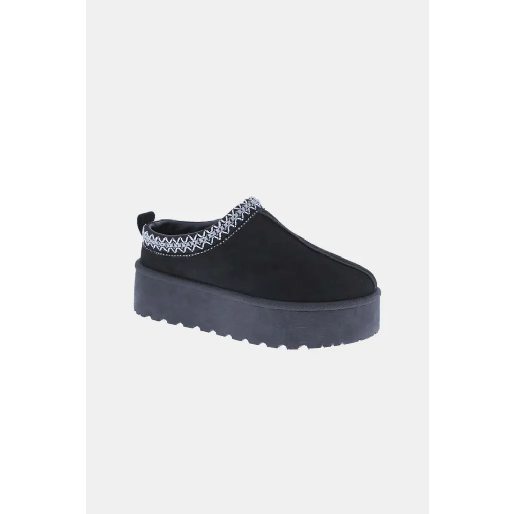 Weeboo Platform Embroidered Trim Slip-On Boots.
