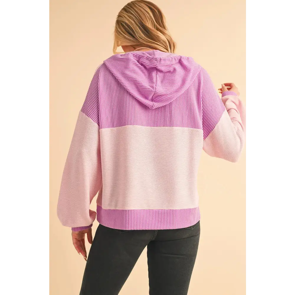 White Corded Patch Pocket Drawstring Henley Long Sleeve Top.