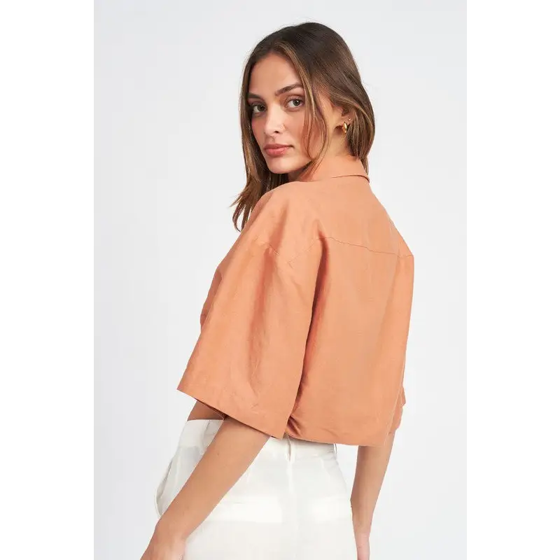 Wide Sleeve Cropped Shirt.