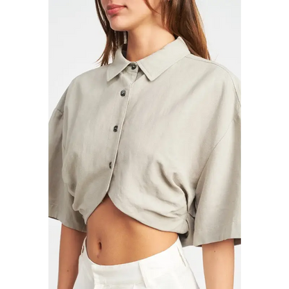 Wide Sleeve Cropped Shirt.