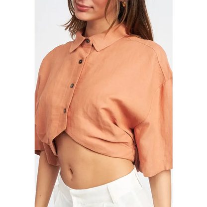 Wide Sleeve Cropped Shirt.