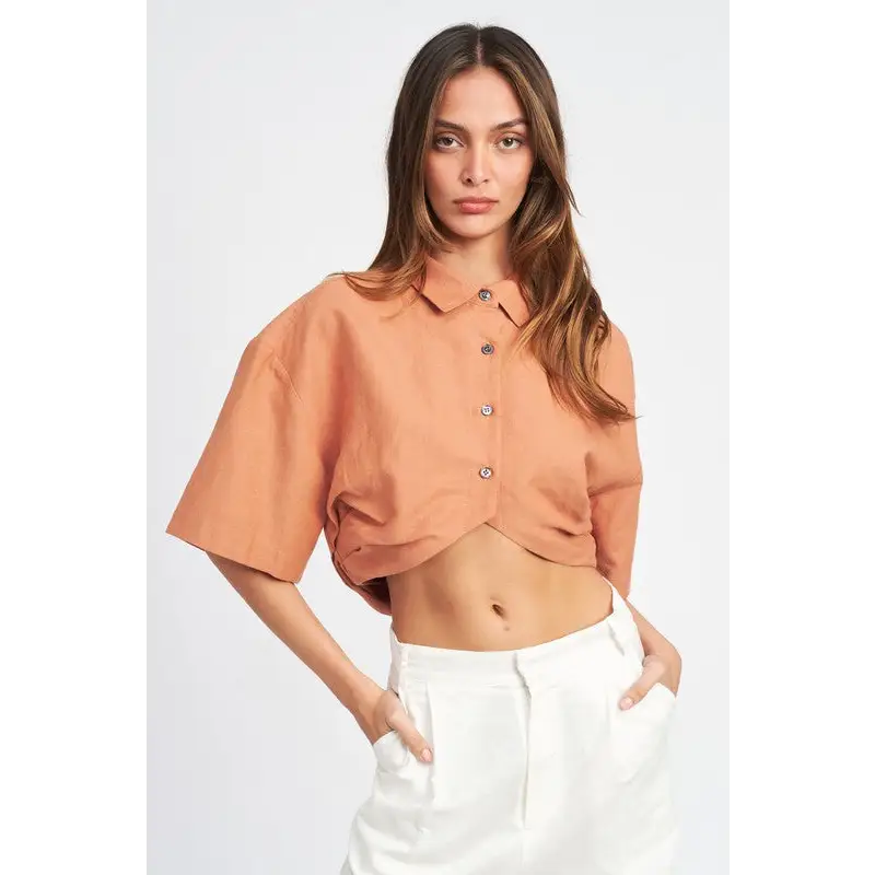 Wide Sleeve Cropped Shirt.
