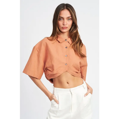 Wide Sleeve Cropped Shirt.