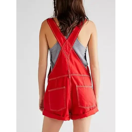 Wide Strap Square Neck Denim Overalls.