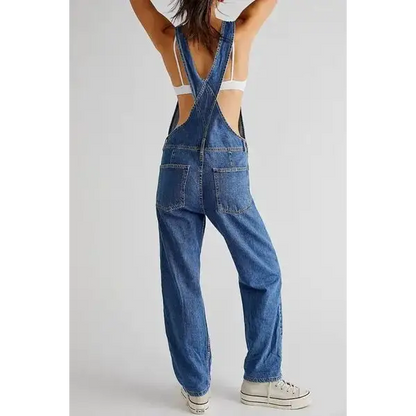 Wide Strap Square Neck Denim Overalls.