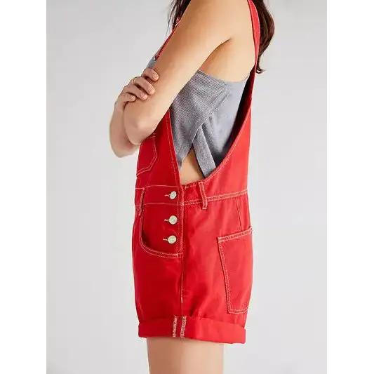 Wide Strap Square Neck Denim Overalls.