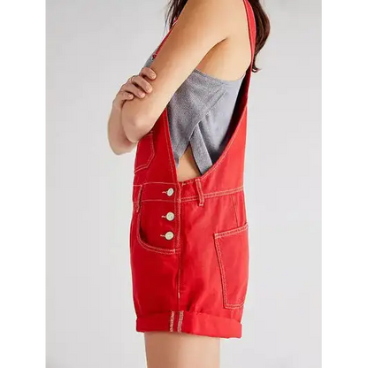 Wide Strap Square Neck Denim Overalls.