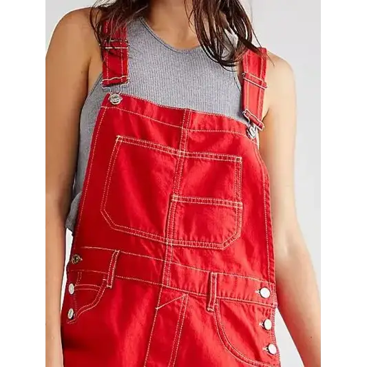 Wide Strap Square Neck Denim Overalls.