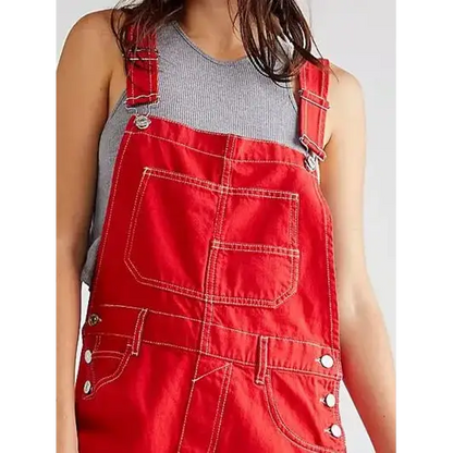 Wide Strap Square Neck Denim Overalls.