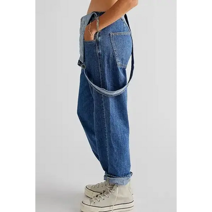Wide Strap Square Neck Denim Overalls.