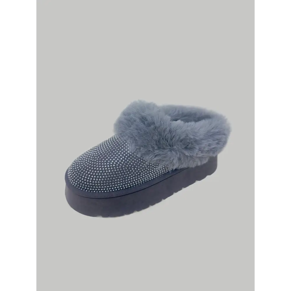 WILD DIVA Embellished Faux Fur Platform Booties.