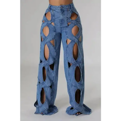 Women's Denim Cut Out Pants.