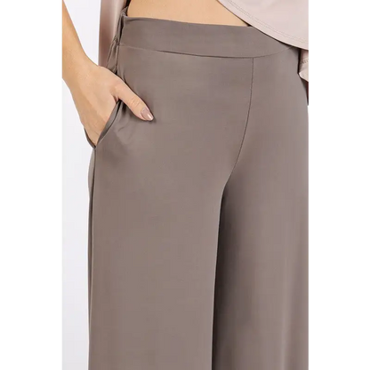 Yoga Air Stretch Elastic Waist Wide Leg Pants.